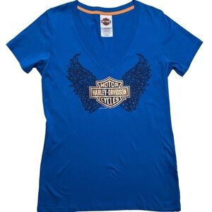 Harley Davidson Women’s Blue V-neck T-shirt Gatlinburg TN Hillbilly Size XL moto